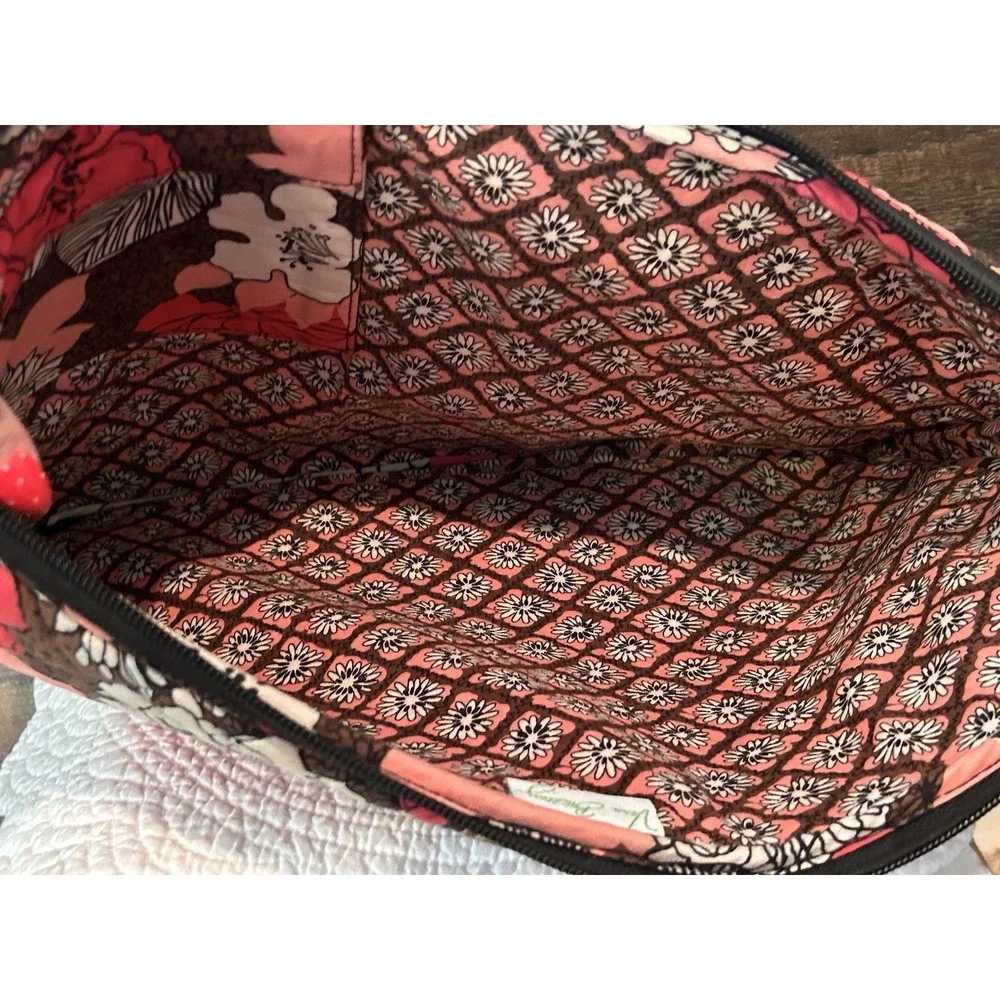 Vera Bradley Laptop Bag Mocha Rouge Zippered Tablet Sleeve Case 14x11 Pink Brown